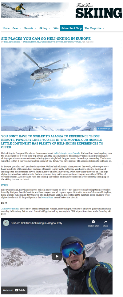 Fall lIne Skiing article James Orr