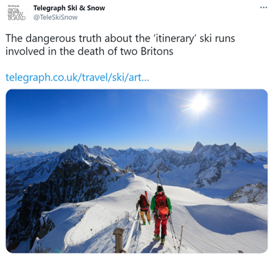 The Telegraph ski article tweet