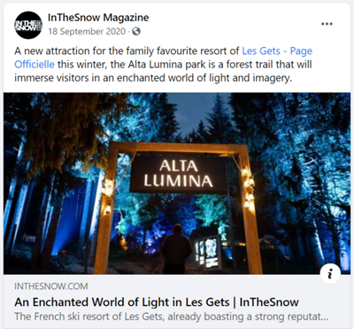 InTheSnow Alta Lumina Facebook Post