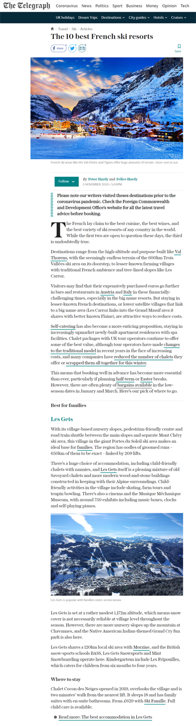 Telegraph Les Gets Article