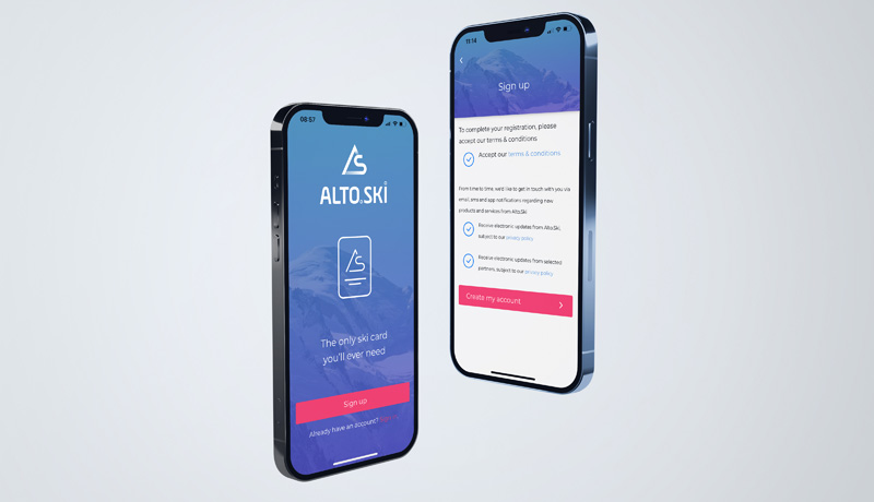 Alto.ski app on mobile phone