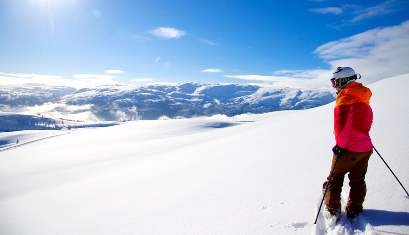 Skier on the slopes in Voss, Sweden